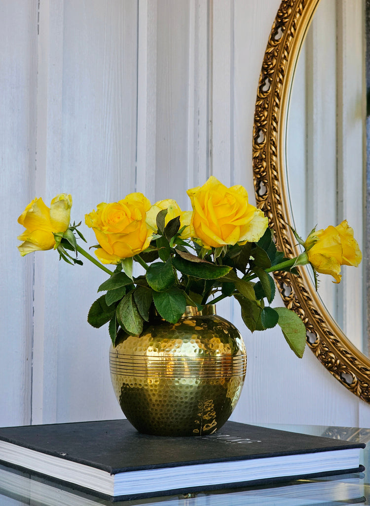 Vintage Brass Vase With Ornate Handles