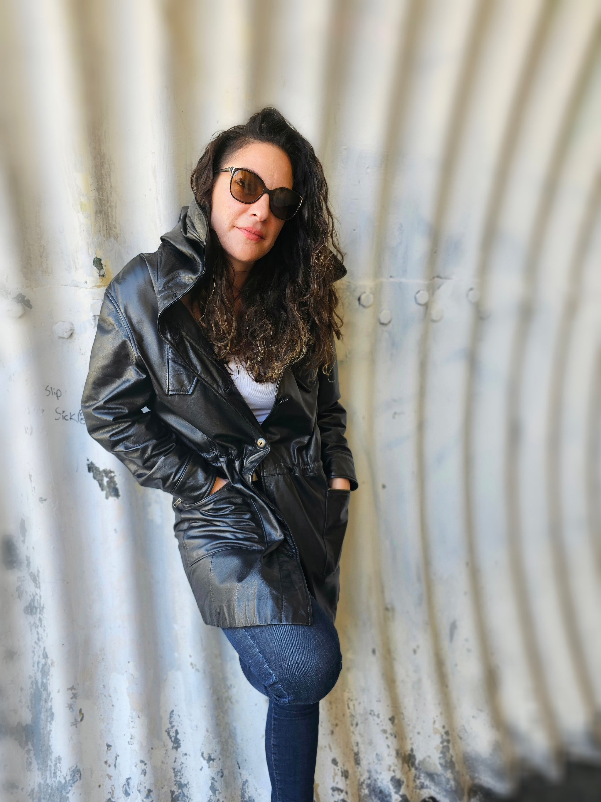 Vintage Danier Black Hooded Leather Jacket/ Trench Coat – Casa Yaya